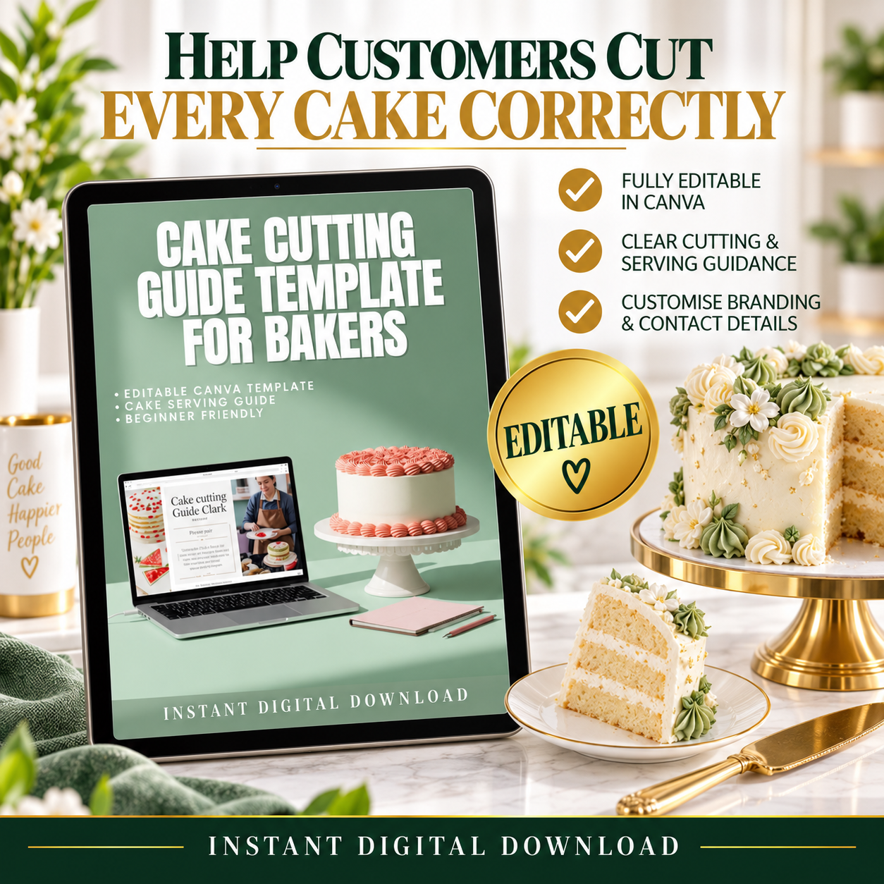 Editable Cake Cutting Guide Template – Canva