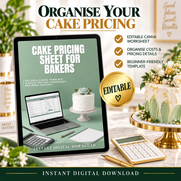 Editable Cake Pricing Worksheet for Bakers – Canva Template