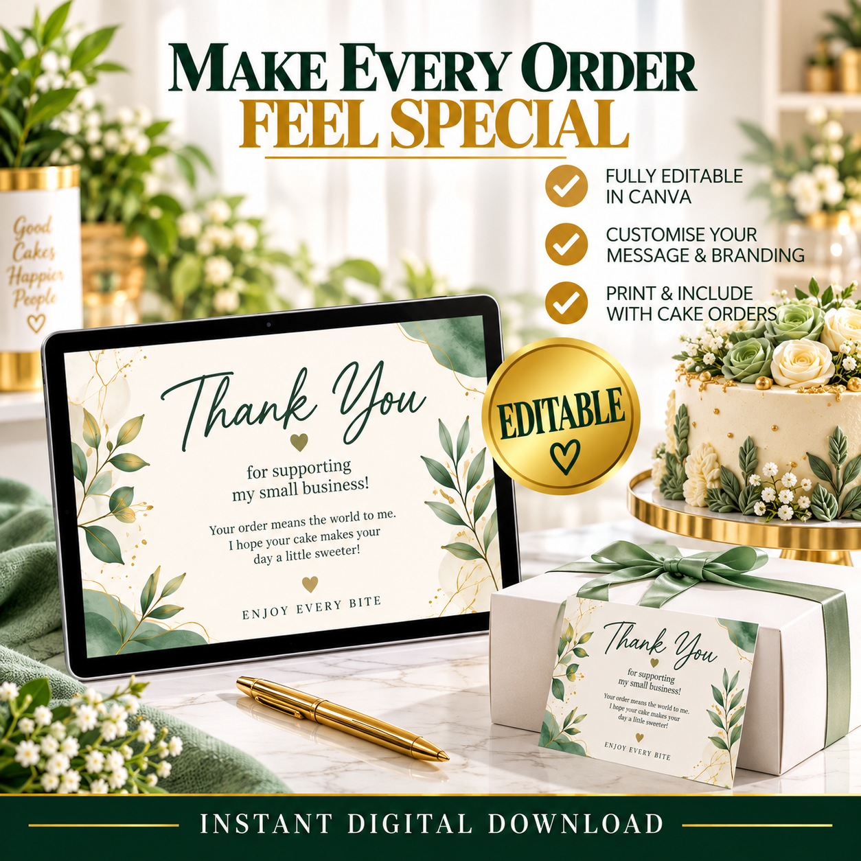 Editable Thank You Card Template for Bakers – Canva