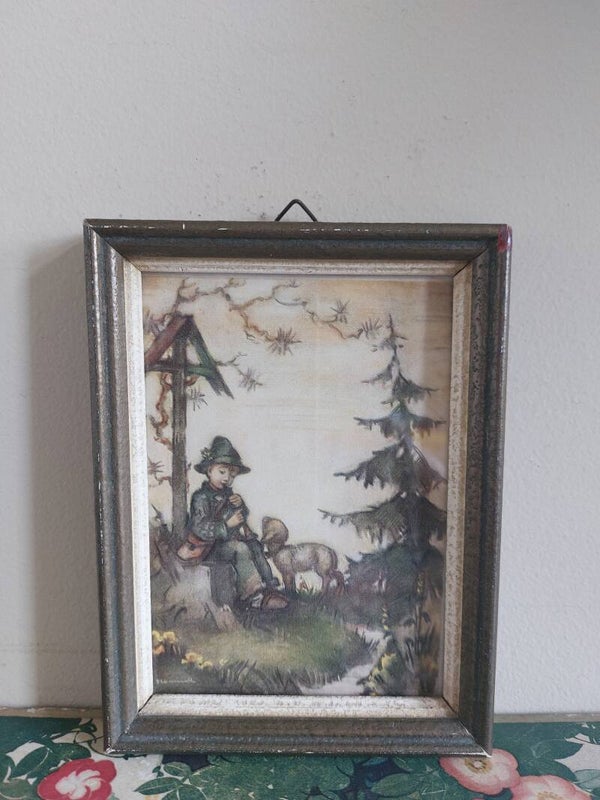 Prent jongen met lammetje