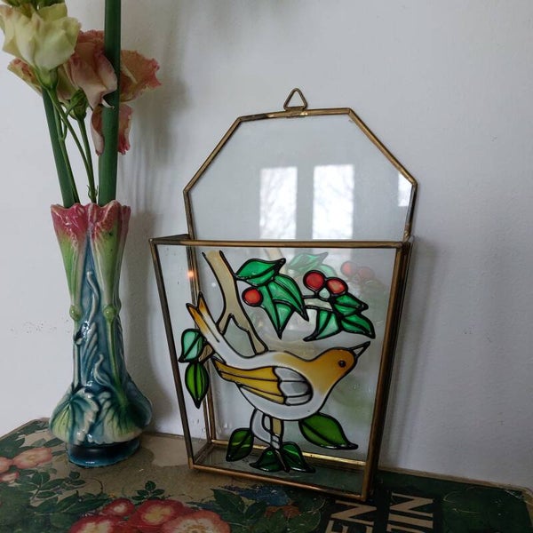 Glas in lood vogel bakje