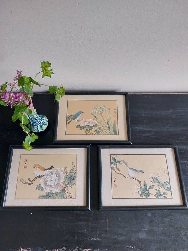 Oosterse vogel schilderijtjes