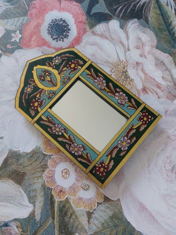 Houten spiegeltje floral