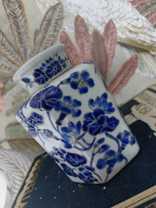 Dekselvaas blauw floral