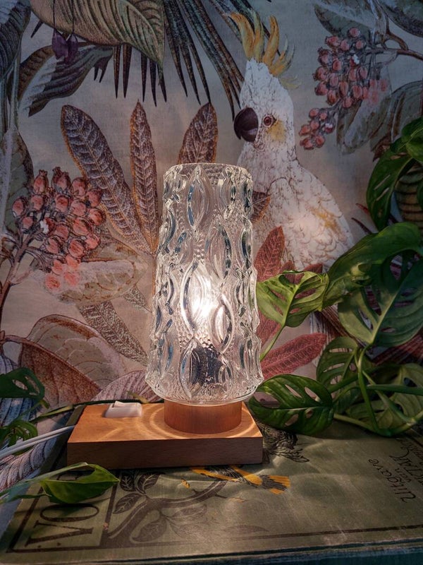 Jaren 60 lampje geperst glas