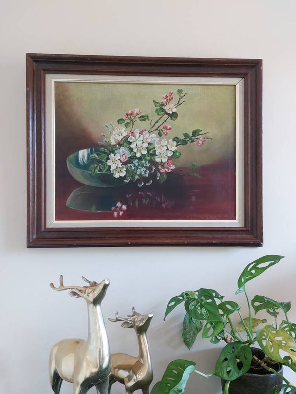 Olieverf schilderij floral spiegelbeeld