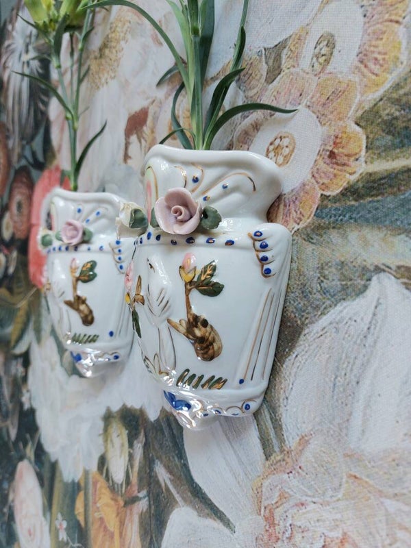 Franse muur vaasjes vogel en floral