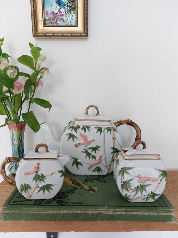 Thee servies jaren "80 birds&bamboe