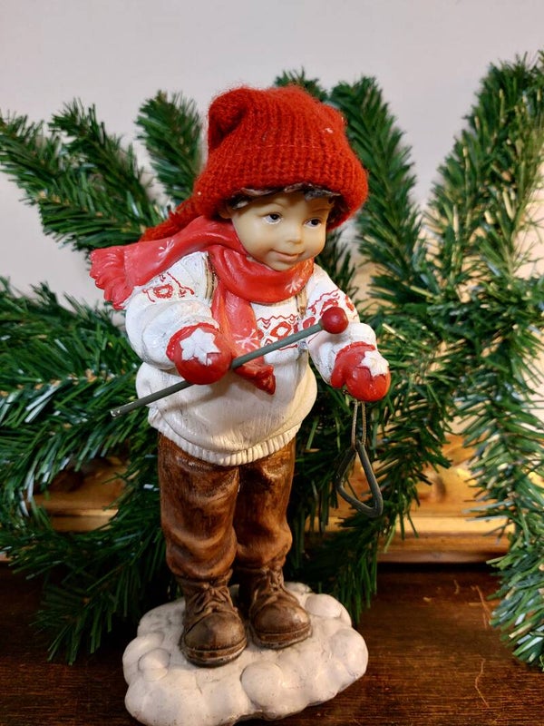 Vintage kerst jongen met triangel