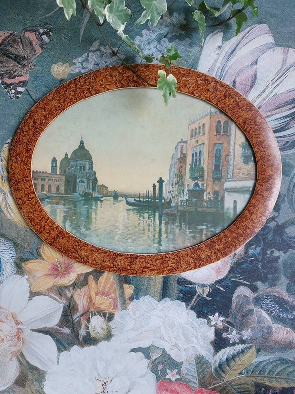 Houten ovale lijst prent Venetië