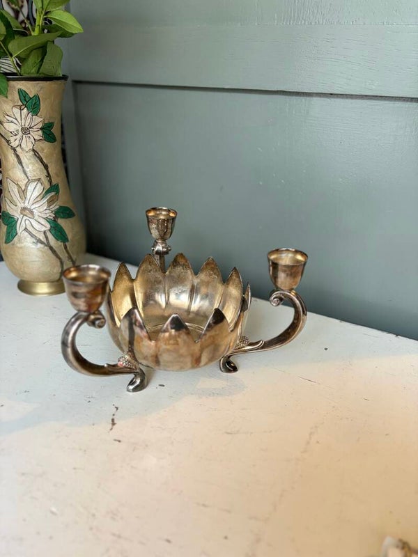 SALE Zilveren kandelaar met bakje