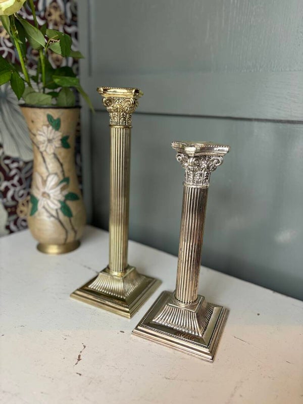 SALE Set kandelaren zilver- en goudkleurig