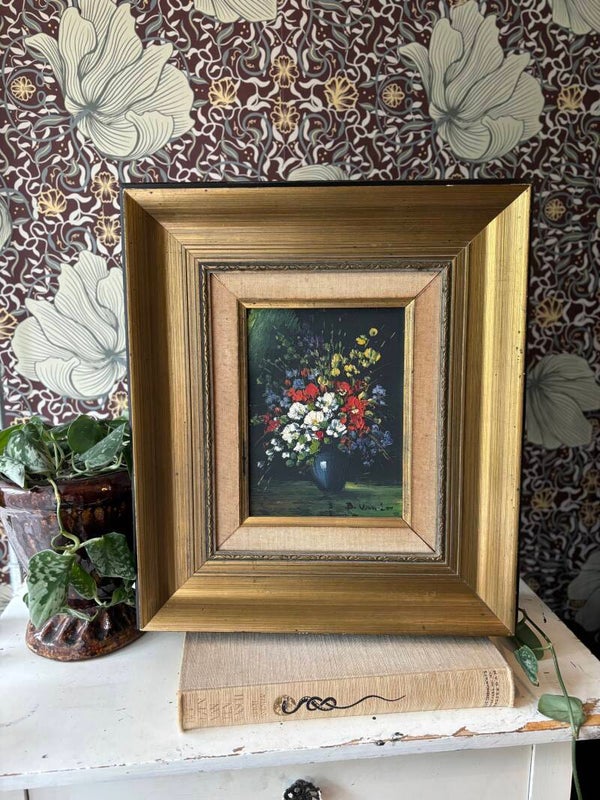 Bloemig olieverf schilderij