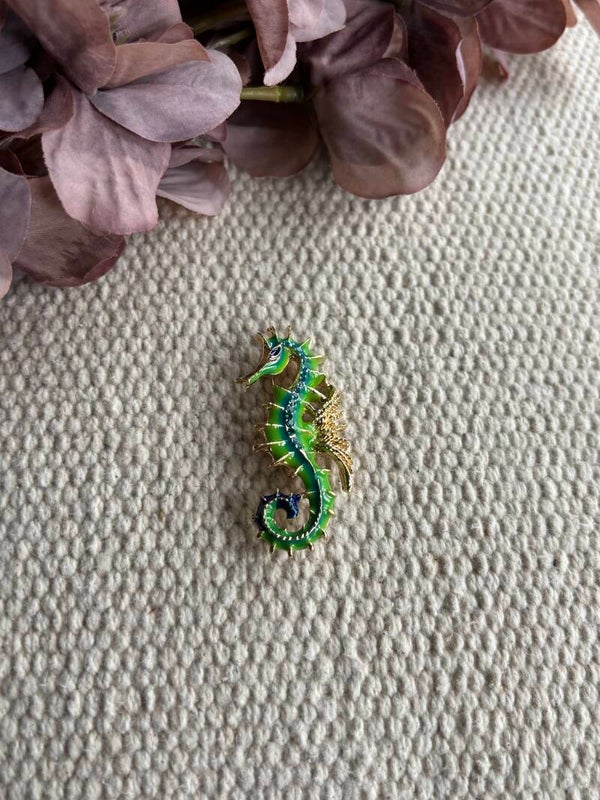 Broche zeepaardje groen