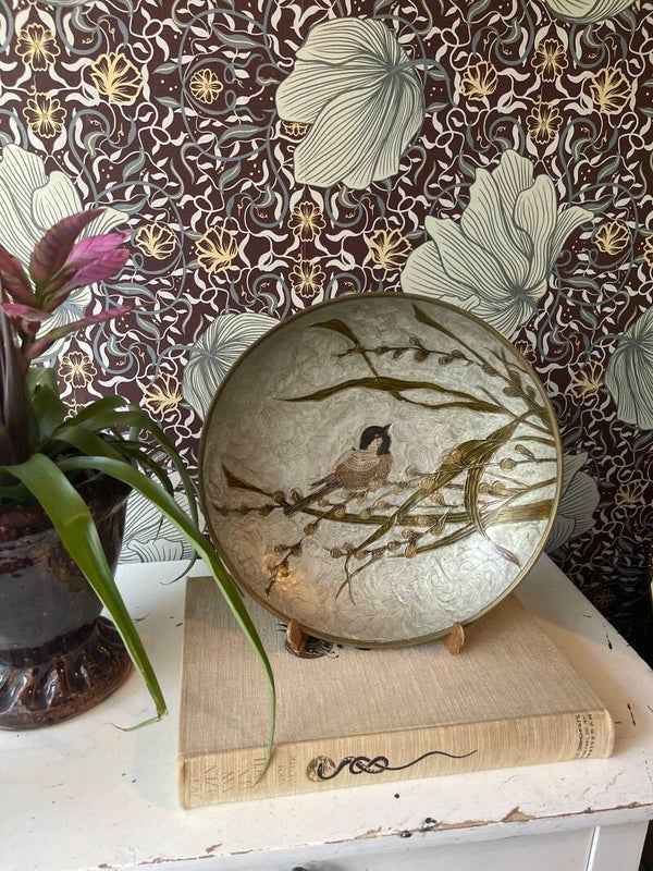 Messing schaal met emaille