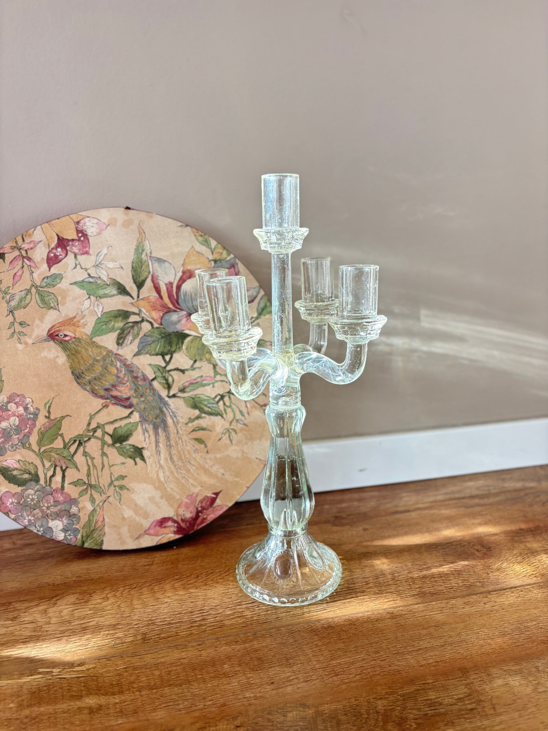 Glazen 5-armige kandelaar