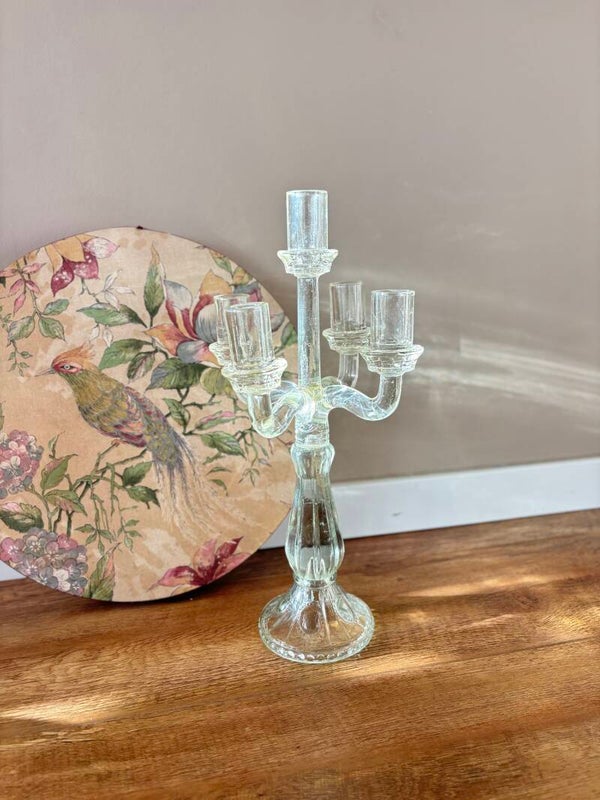 Glazen 5-armige kandelaar