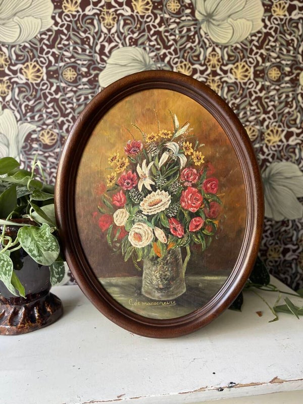 Ovaal bloemenschilderij