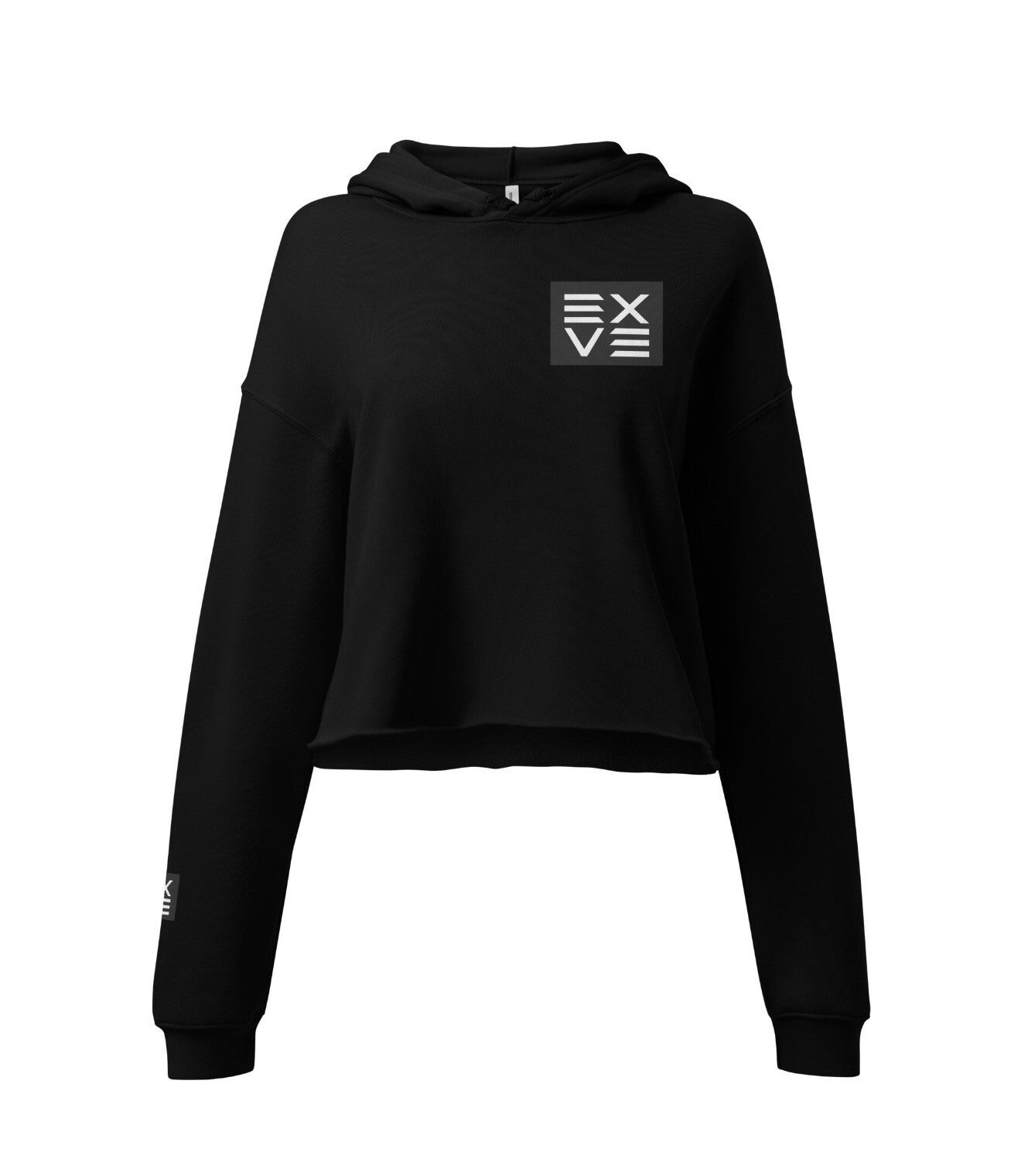 EXVE Raw Edge Cropped Hoodie