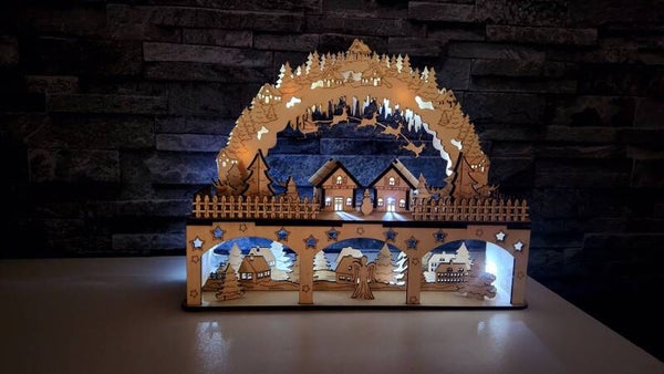 Beleuchtete Winterdorf mit LED