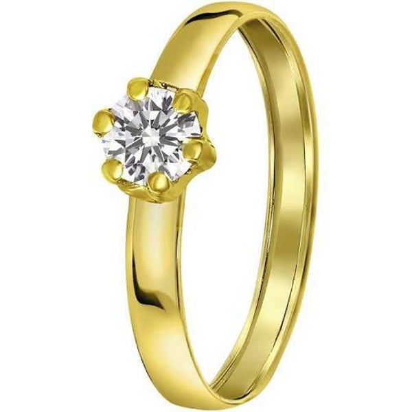 Geelgouden ring met zilconia
