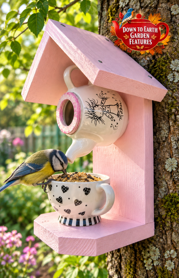 Mother teapot set garden feature bird feeder