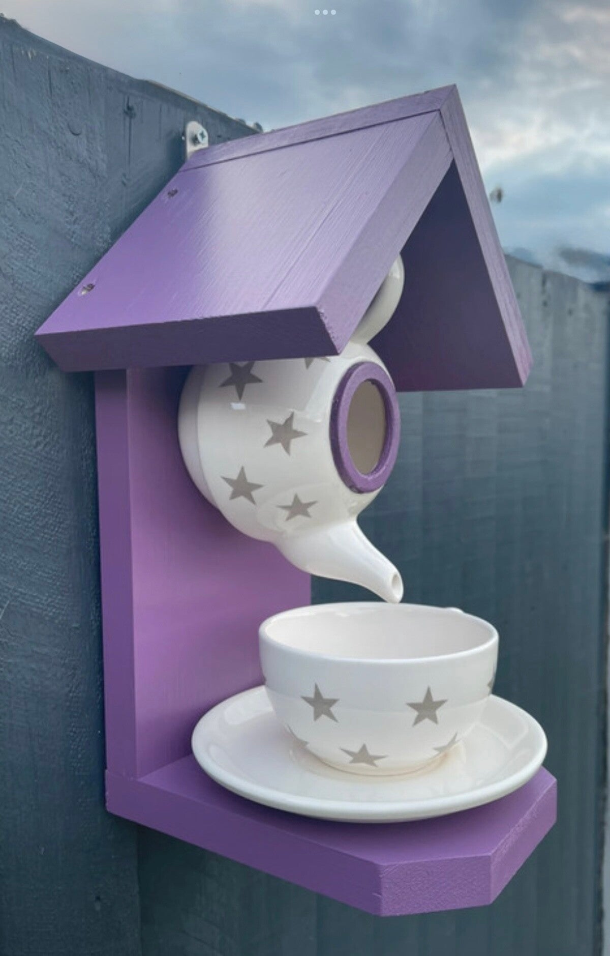 Stars teapot set garden feature bird feeder