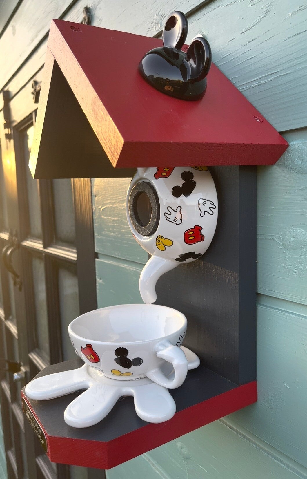 Mickey Mouse teapot set garden feature bird feeder