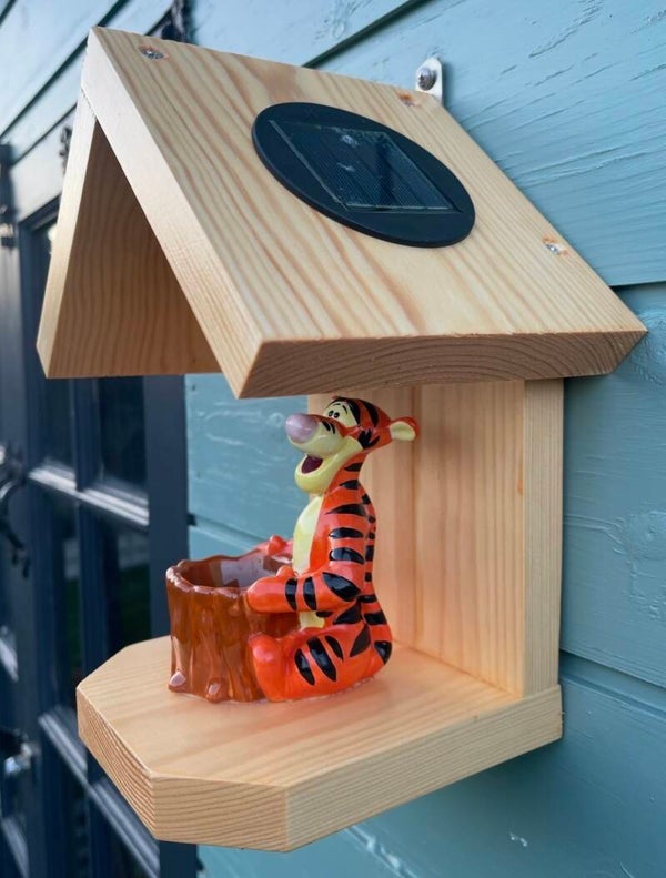 Tigger ceramic egg garden feature bird feeder with SOALR light