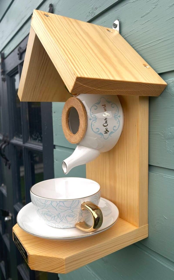 Beauty and the beast “be our guest” teapot set garden feature bird feeder