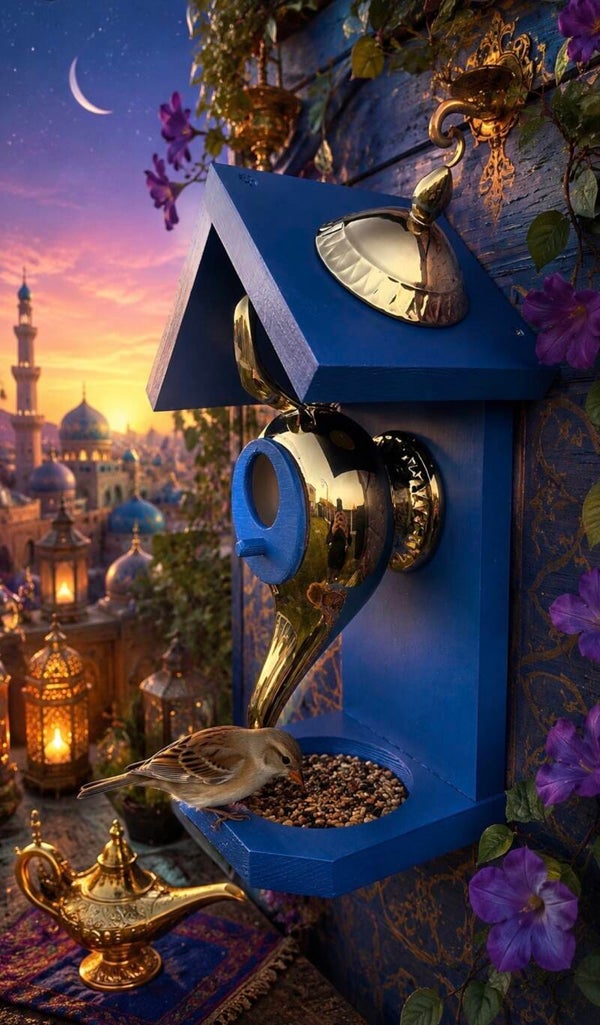 Aladdins lamp teapot garden feature bird feeder