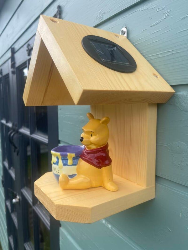 Winnie the Pooh ceramic egg cup garden feature bird feeder with SOALR light