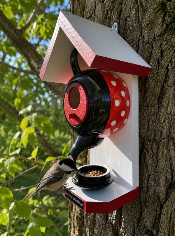 Minnie Mouse teapot garden feature bird house / bird feeder