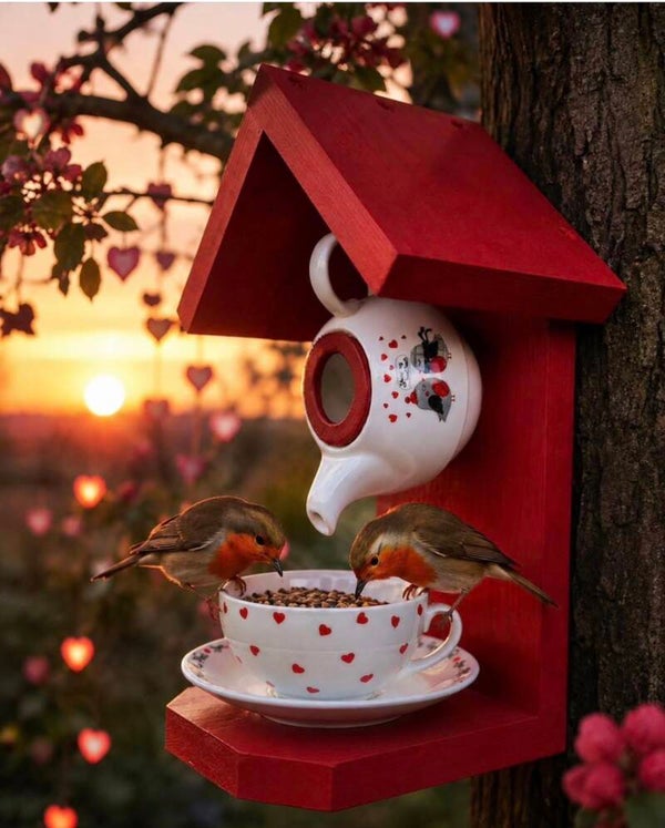 All you need is love teapot Set garden feature bird feeder
