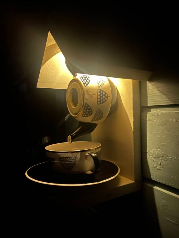 Art deco teapot set garden feature bird feeder with SOLAR light