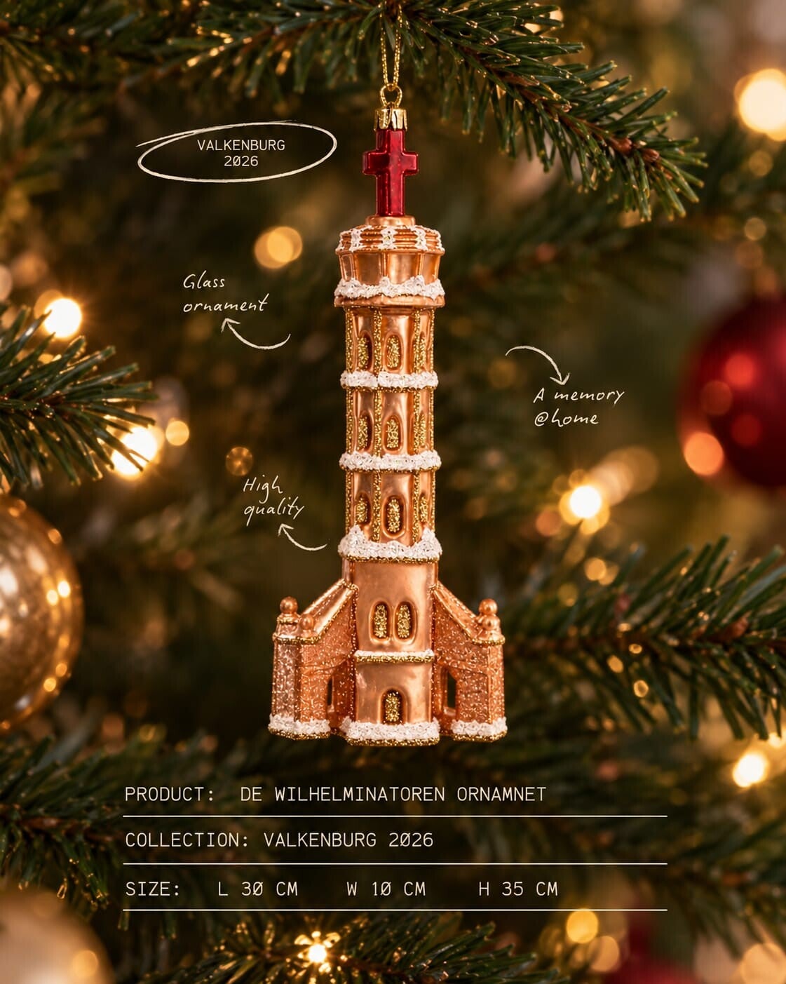 (PRE ORDER) -> Kerst Ornament Wilhelmina Toren
