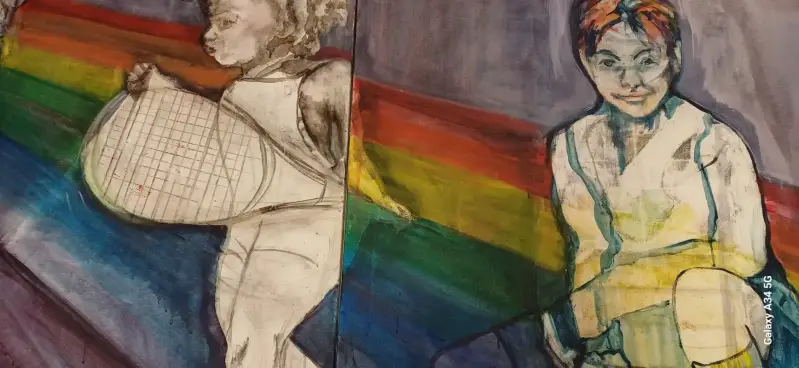 Dubbele regenboog - 2x 100x100 cm.