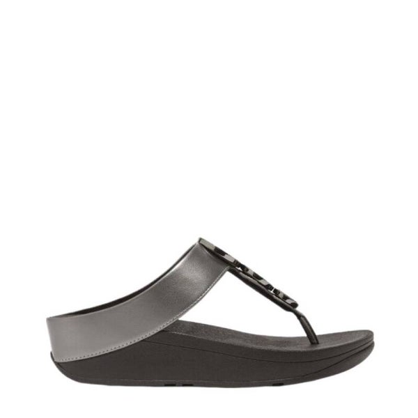 FitFlop Halo Bead Circle Toe Post HJ01 Pewter Black B06 16545