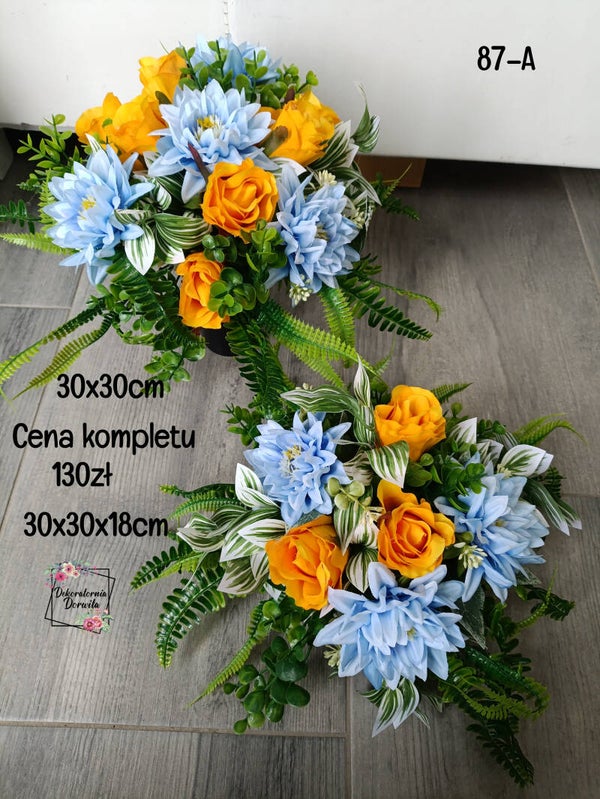 Komplet nagrobny nr 87A w ozdobnym koszyczku