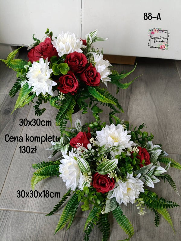 Komplet nagrobny nr 88A w ratanowym koszyczku