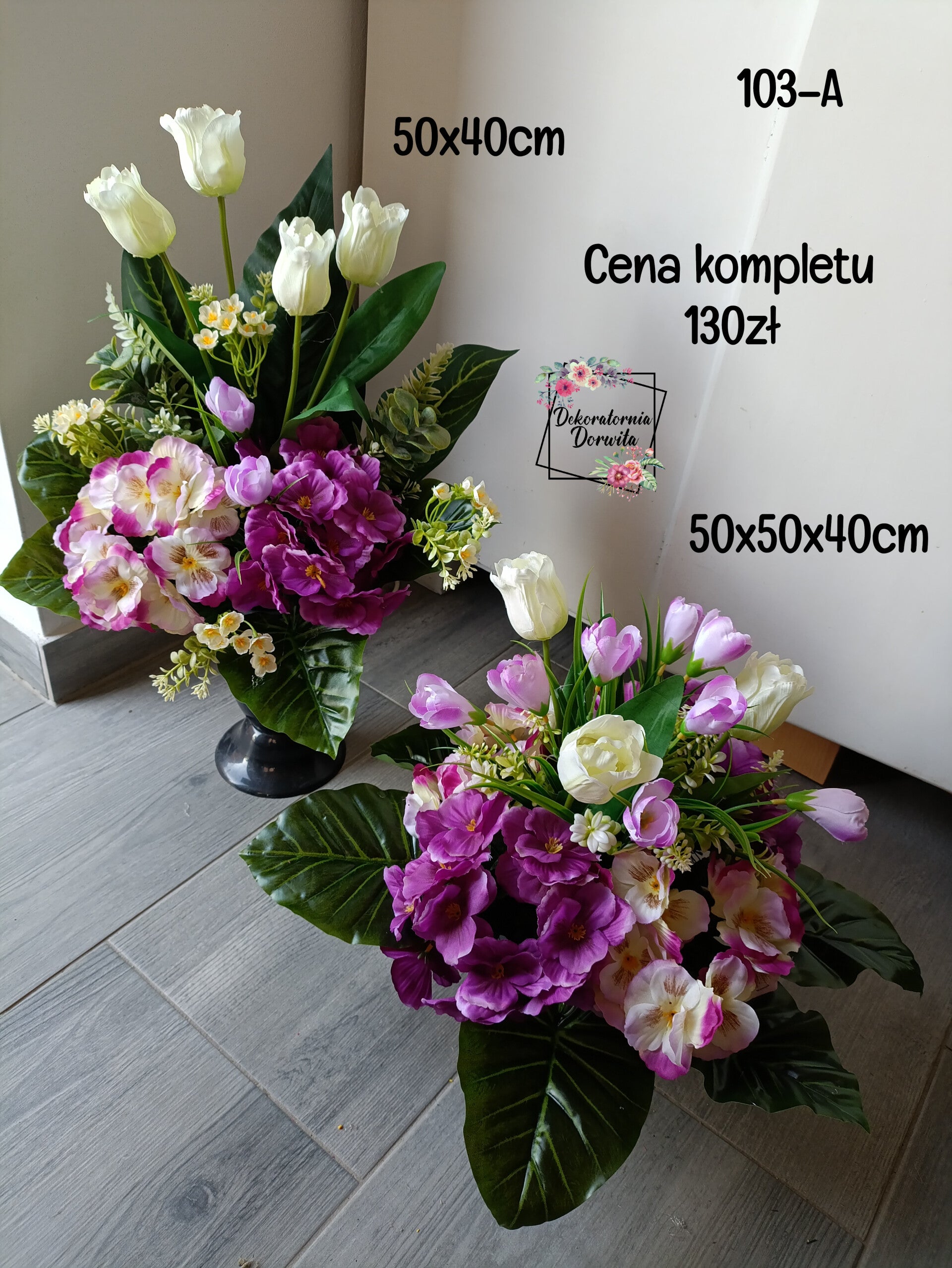 Komplet nagrobny nr 103A  tulipany bratki