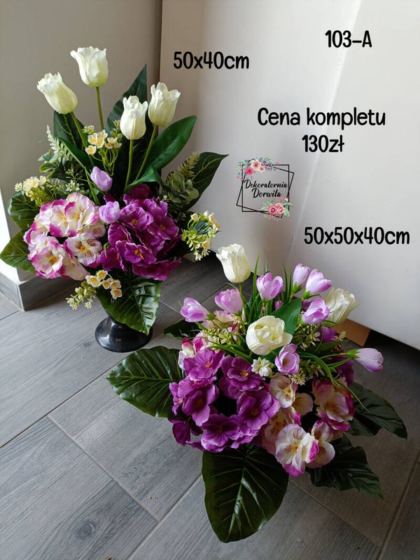 Komplet nagrobny nr 103A  tulipany bratki