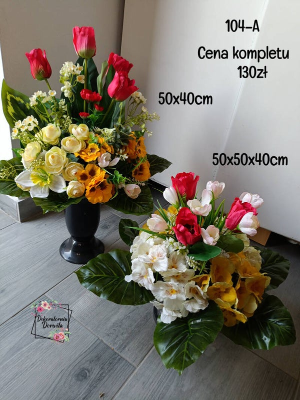 Komplet nagrobny nr 104A tulipany bratki