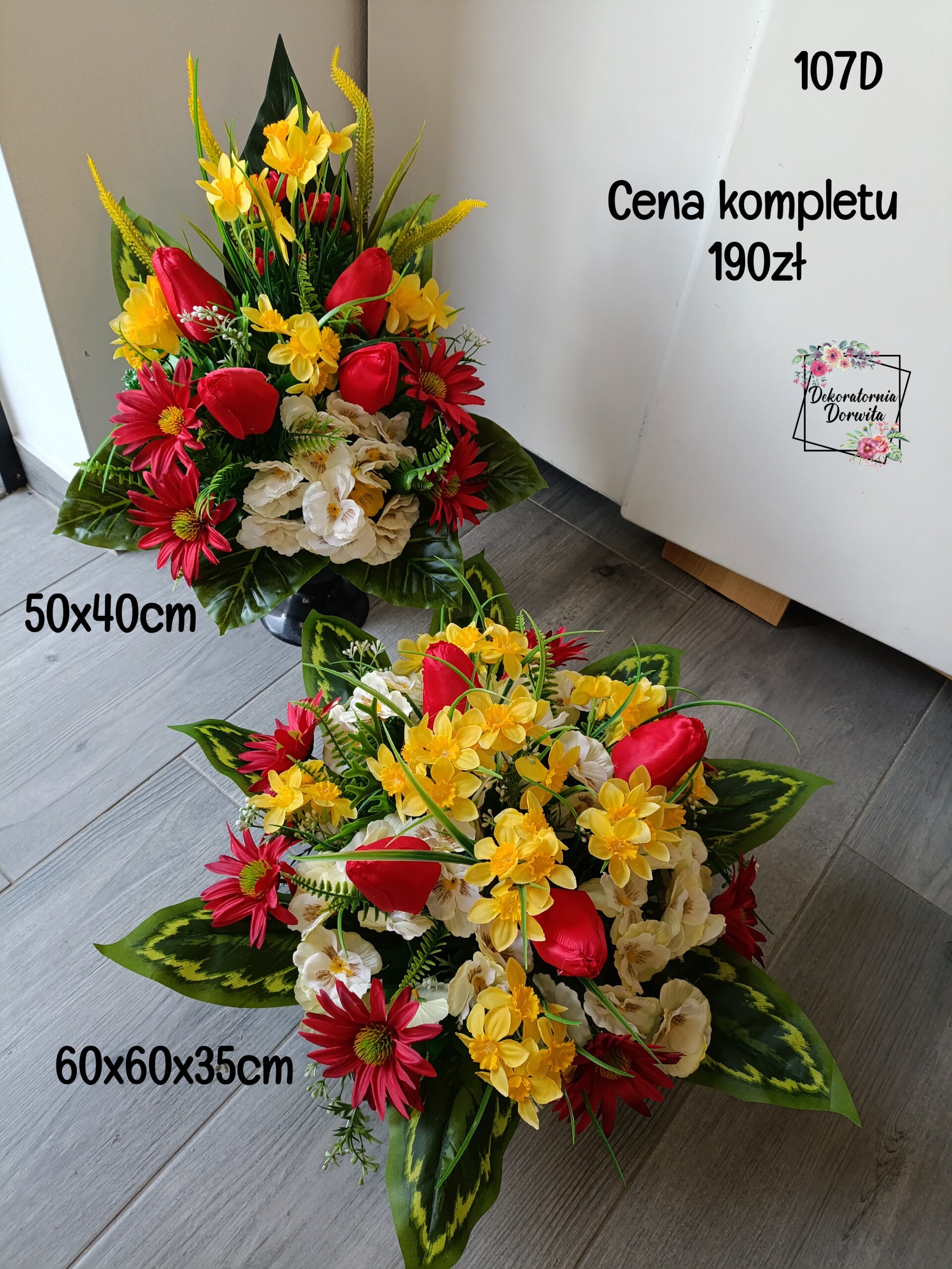 Komplet nagrobny nr 107D tulipany bratki