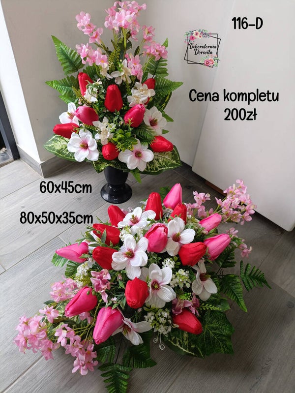 Komplet nagrobny nr 116D Rozmiar XL magnolie tulipany