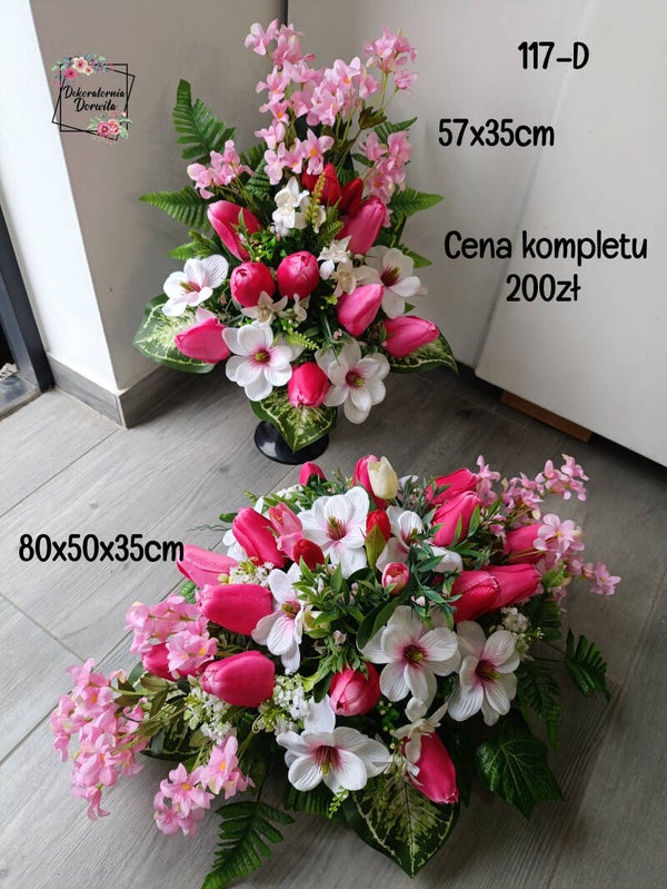 Komplet nagrobny nr 117D Rozmiar XL tulipany magnolie