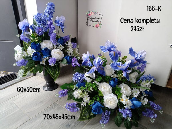 Komplet nagrobny nr 166K  róże irysy bzy