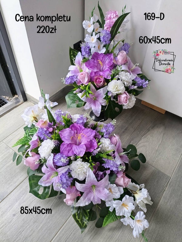 Komplet nagrobny nr 169D  Rozmiar XL lilie róże goździki