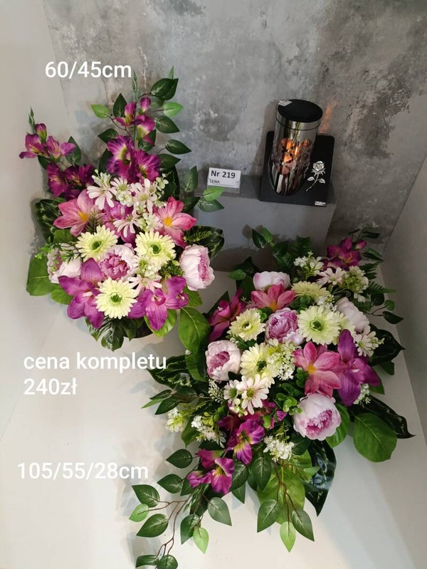 Komplet nagrobny nr 219 fuksja i pistacja