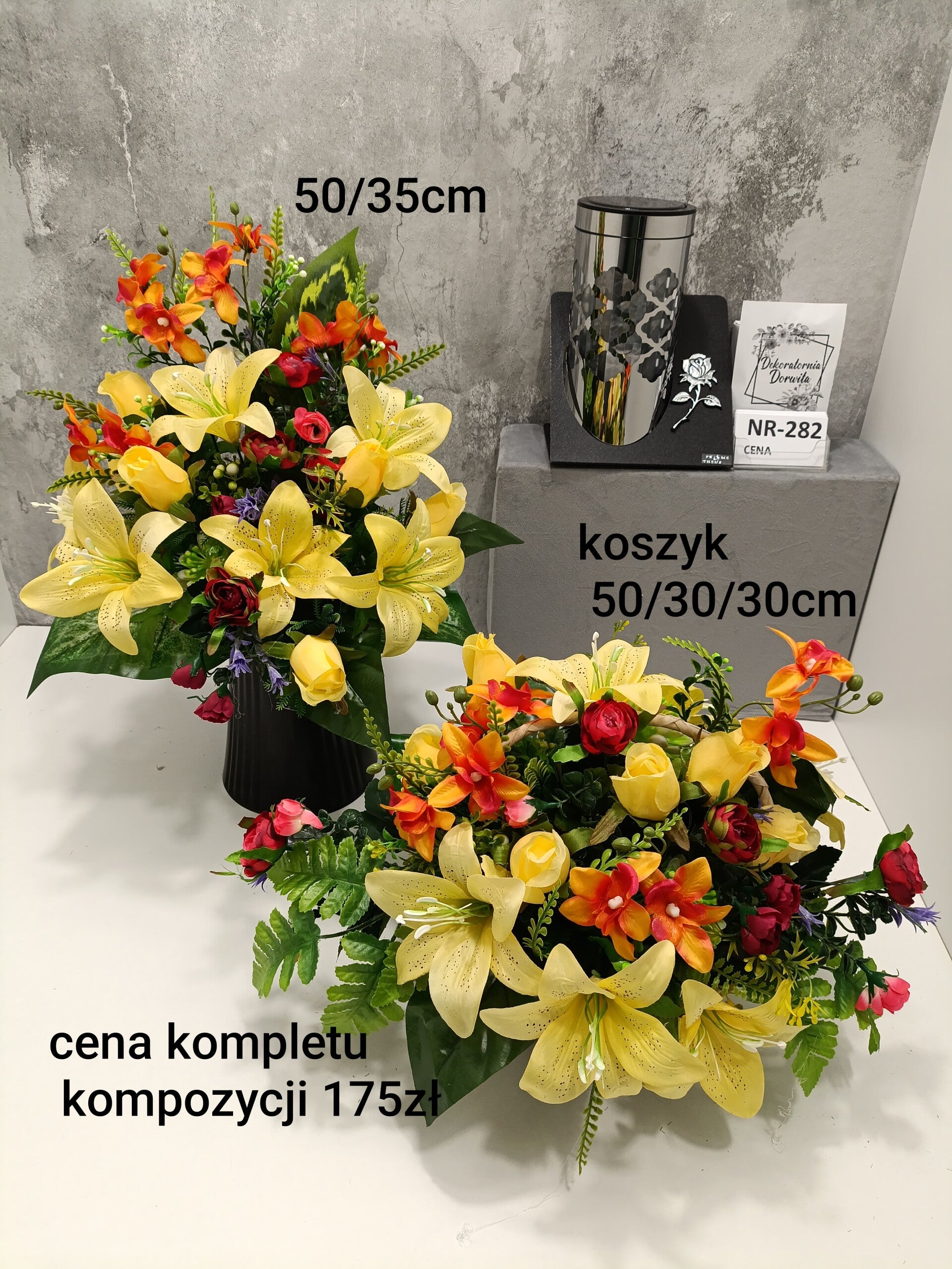 Komplet nagrobny nr 282 koszyczek z kwiatami